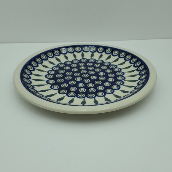 Polish Pottery Peacock Leaves Dinner Plate Peacock 10.75" Serving Display Plate - Picture 2 of 5